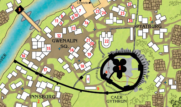 Gythrun Castle on the Map