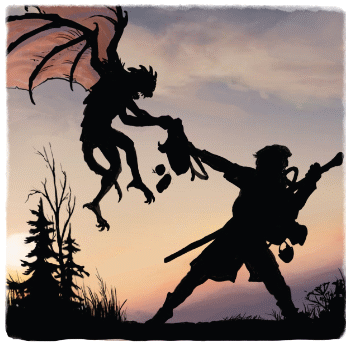 Forest Drake Attacking a Man