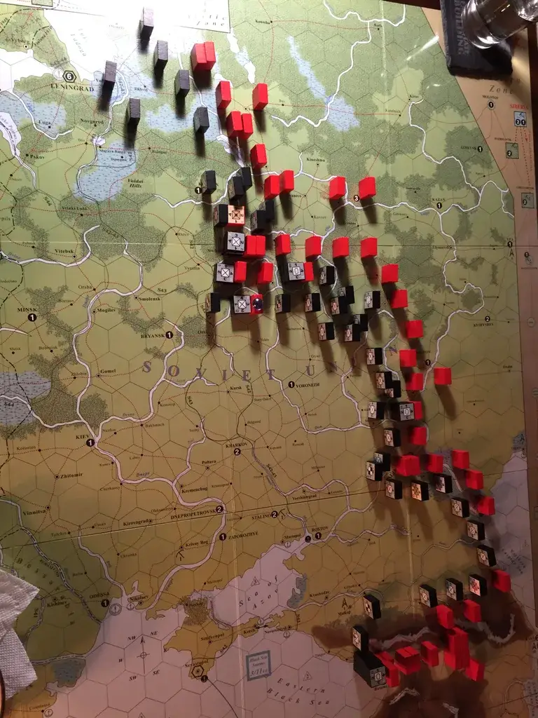 With Leningrad in smoldering ruin and the fall of Moscow imminent, my friend surrendered at the beginning of August '42. — BGG upload by Stoffey