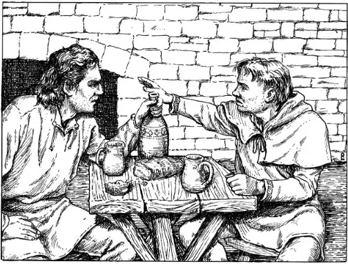 Guests drinking and talking at the table