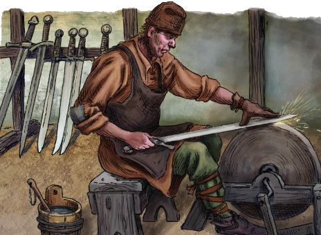 Swordsmith Sharpening a Sword