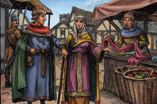 Buying Clothing Material at the Market